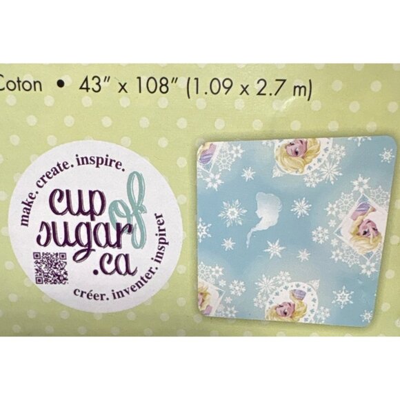 Disney Frozen Elsa Cotton Fabric Roll 43" X 108" Blue Snowflakes Design 3 Yards - Picture 6 of 6